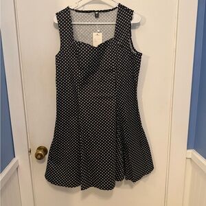 Face Face Fashions Black and White Polka Dot Fit-and-Flare Dress NWT